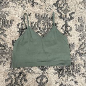 Sage green adjustable stretchy cami crop top